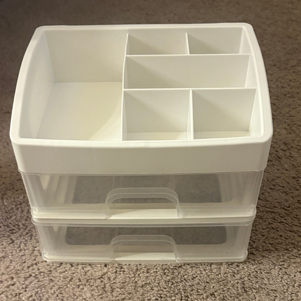 Clear and White Makeup Organizer with Drawers